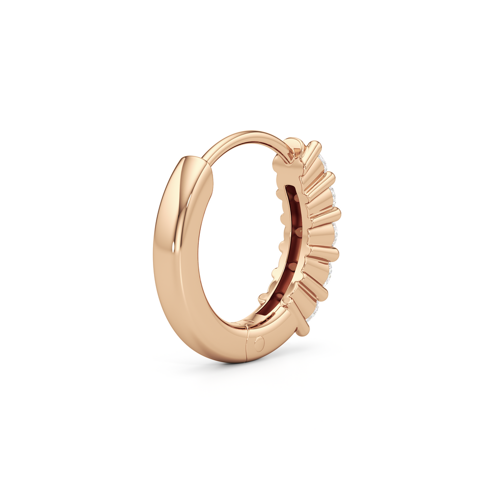 Bask Huggie Hoops with 14KT Rose Gold / Lab / 1/5 Cut Diamond in 14KT Rose Gold / Lab / 1/5 view 5
