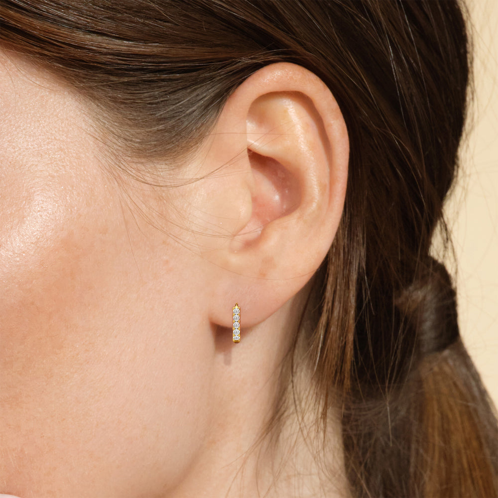 Bask Huggie Hoops with 14KT White Gold / Lab / 1/5 Cut Diamond in 14KT White Gold / Lab / 1/5 view 3
