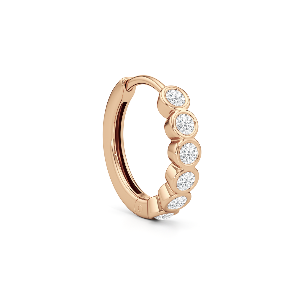 Muse Huggie Hoops with 14KT Rose Gold / Lab / 1/4 Cut Diamond in 14KT Rose Gold / Lab / 1/4 view 5

