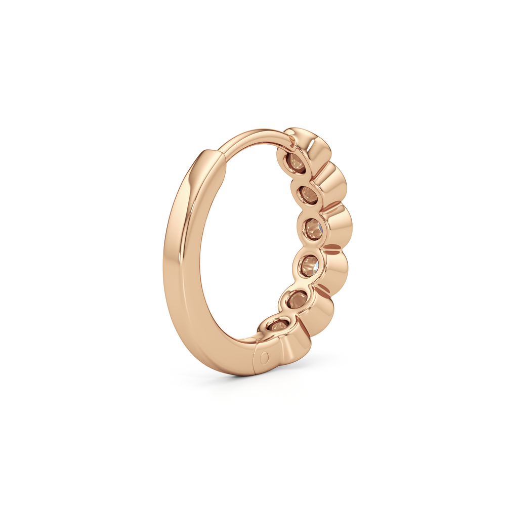 Muse Huggie Hoops with 14KT Rose Gold / Lab / 1/4 Cut Diamond in 14KT Rose Gold / Lab / 1/4 view 6
