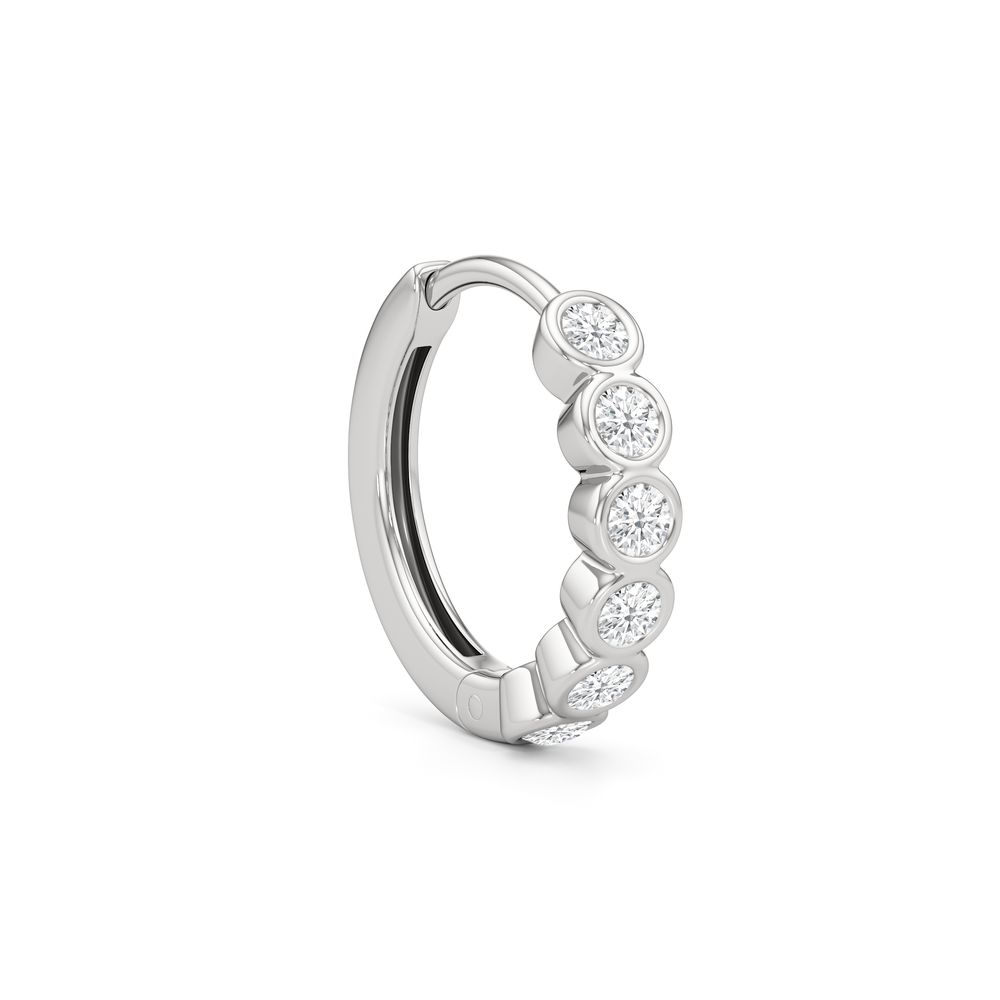 Muse Huggie Hoops with 14KT White Gold / Lab / 1/4 Cut Diamond in 14KT White Gold / Lab / 1/4 view 5
