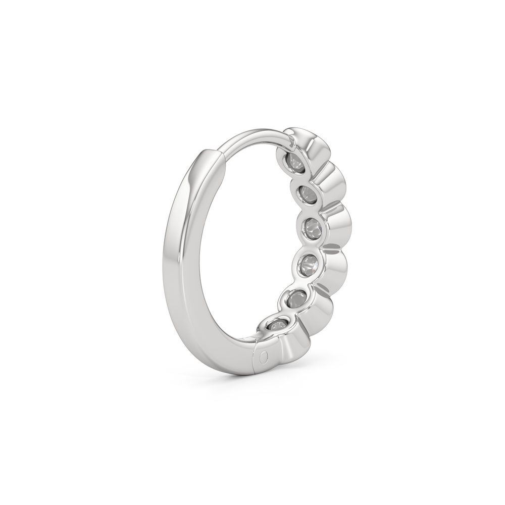 Muse Huggie Hoops with 14KT White Gold / Lab / 1/4 Cut Diamond in 14KT White Gold / Lab / 1/4 view 6
