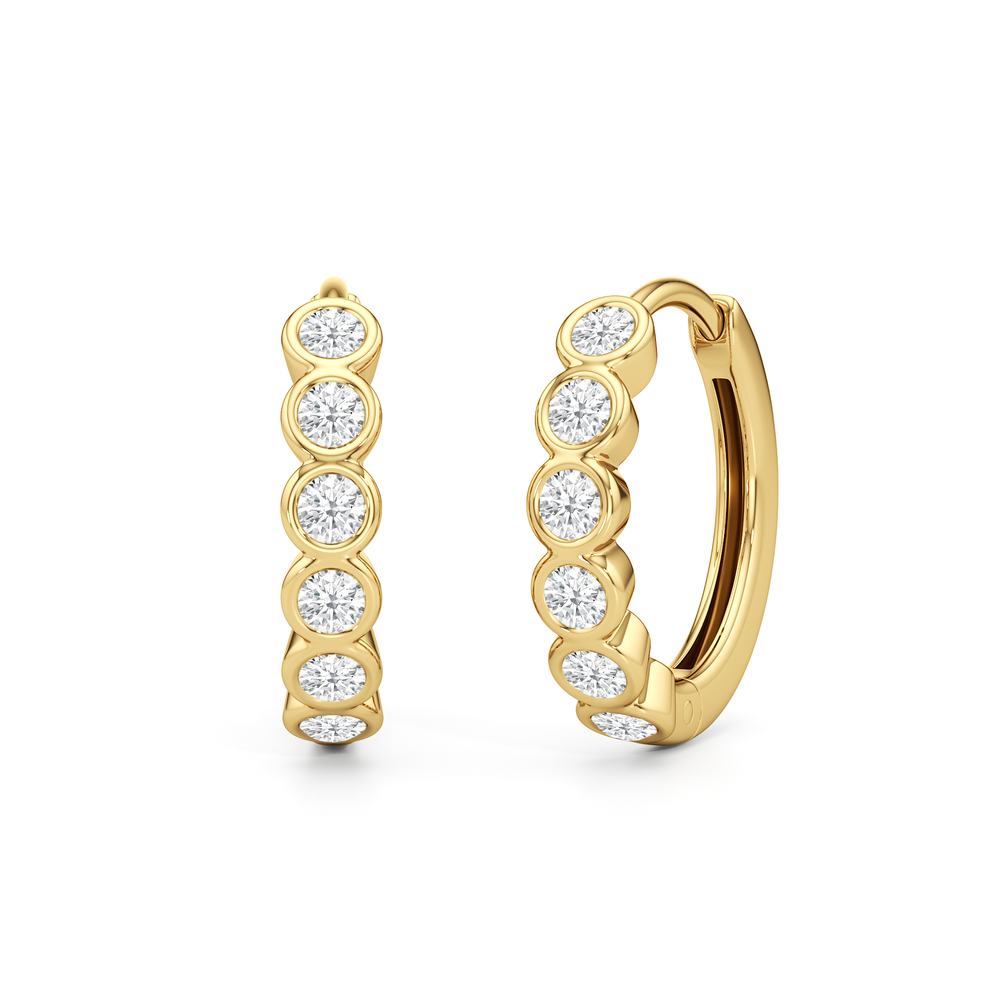 Muse Huggie Hoops with 14KT Yellow Gold / Lab / 1/4 Cut Diamond in 14KT Yellow Gold / Lab / 1/4 view 1
