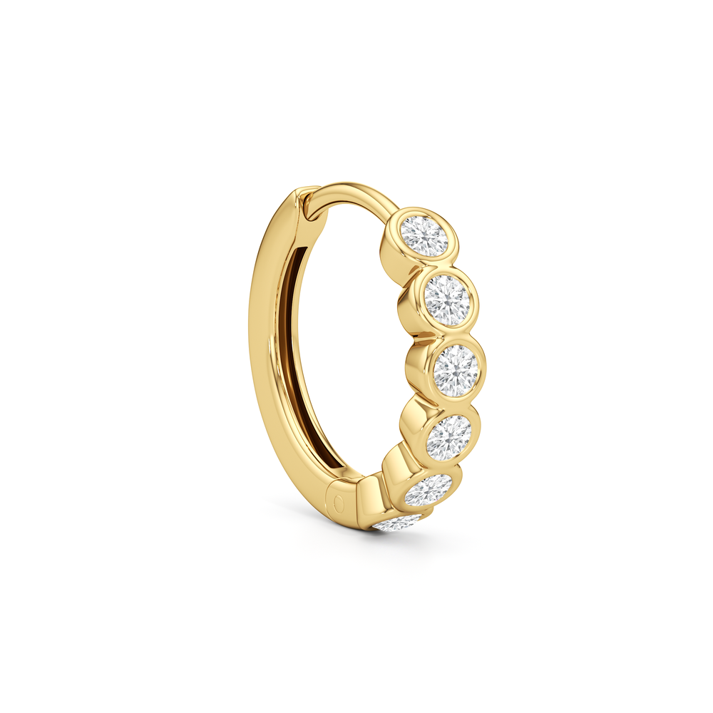 Muse Huggie Hoops with 14KT Yellow Gold / Lab / 1/4 Cut Diamond in 14KT Yellow Gold / Lab / 1/4 view 5
