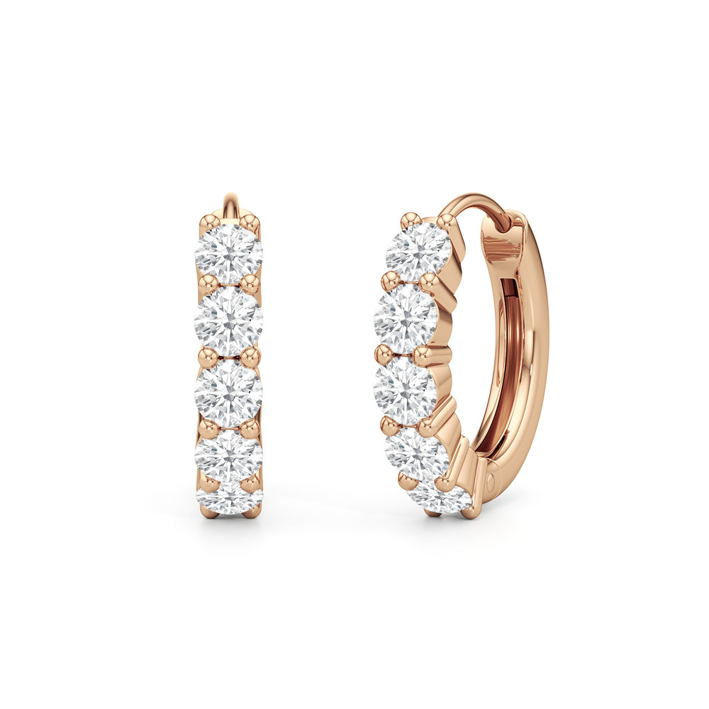Willow Huggies with 14KT Rose Gold / Lab / 5/8 Cut Diamond in 14KT Rose Gold / Lab / 5/8 view 1
