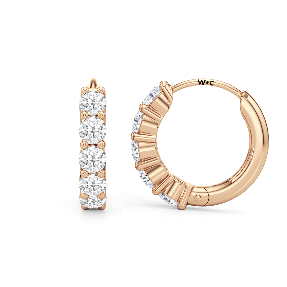 Willow Huggies with 14KT Rose Gold / Lab / 5/8 Cut Diamond in 14KT Rose Gold / Lab / 5/8 view 2
