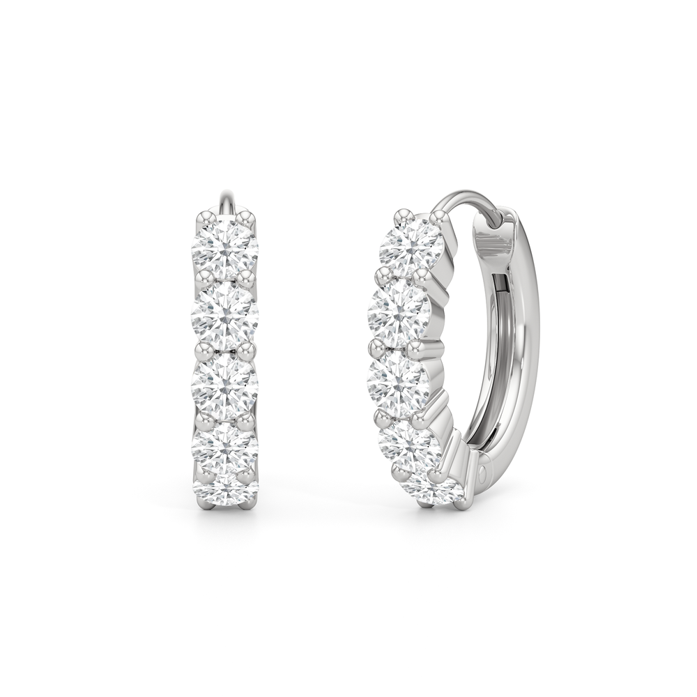 Willow Huggies with 14KT White Gold / Lab / 5/8 Cut Diamond in 14KT White Gold / Lab / 5/8 view 1
