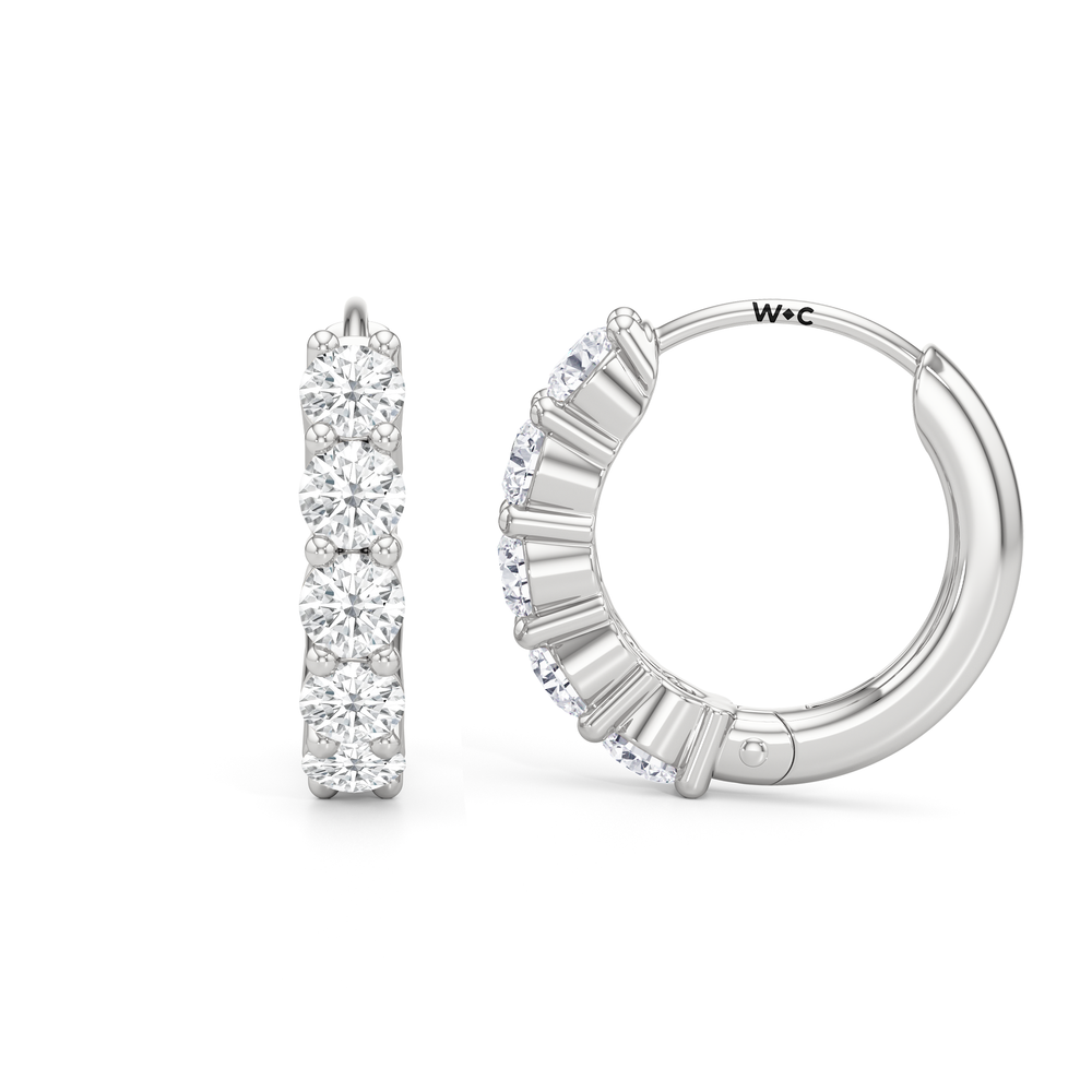 Willow Huggies with 14KT White Gold / Lab / 5/8 Cut Diamond in 14KT White Gold / Lab / 5/8 view 2
