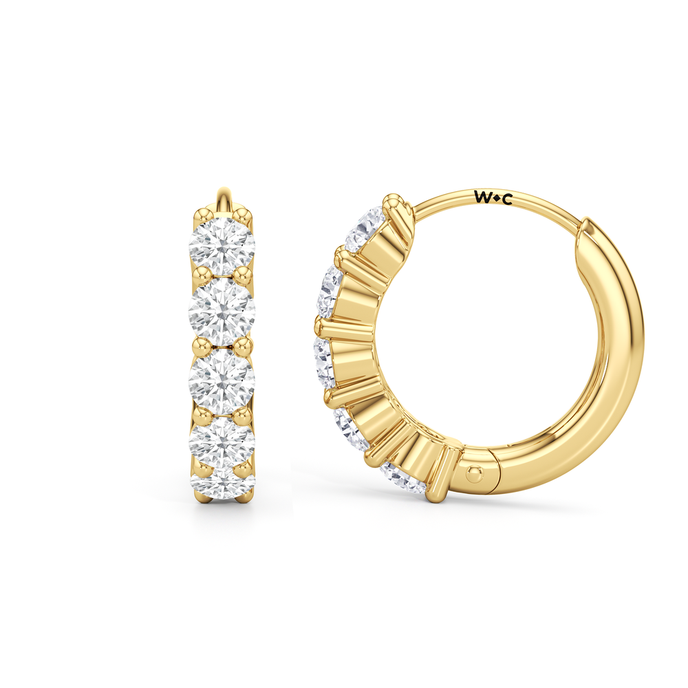 Willow Huggies with 14KT Yellow Gold / Lab / 5/8 Cut Diamond in 14KT Yellow Gold / Lab / 5/8 view 2
