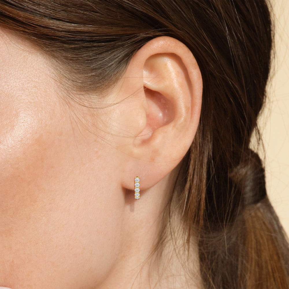 Willow Huggies with 14KT Rose Gold / Lab / 5/8 Cut Diamond in 14KT Rose Gold / Lab / 5/8 view 3
