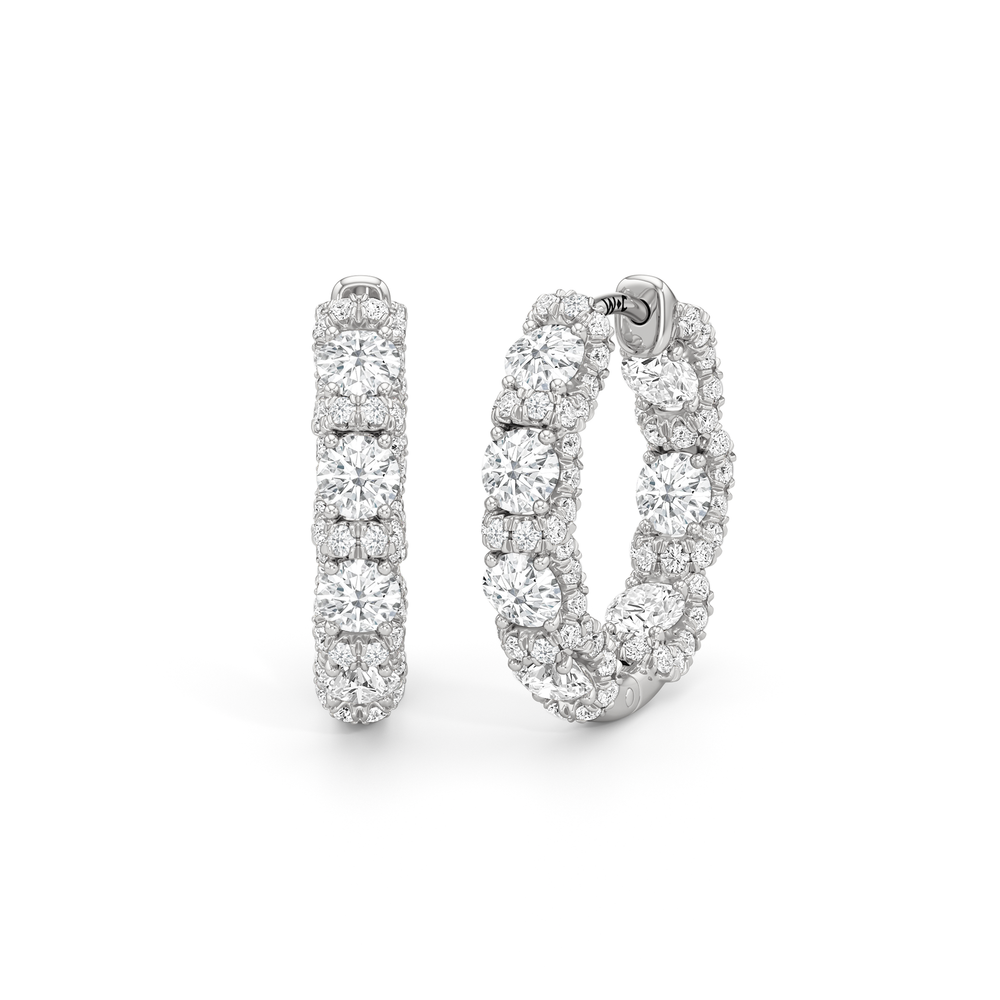 The Fulton Hoops with Platinum / Lab / 2 1/10 Cut Diamond in 14KT Platinum / Lab / 2 1/10 view 1
