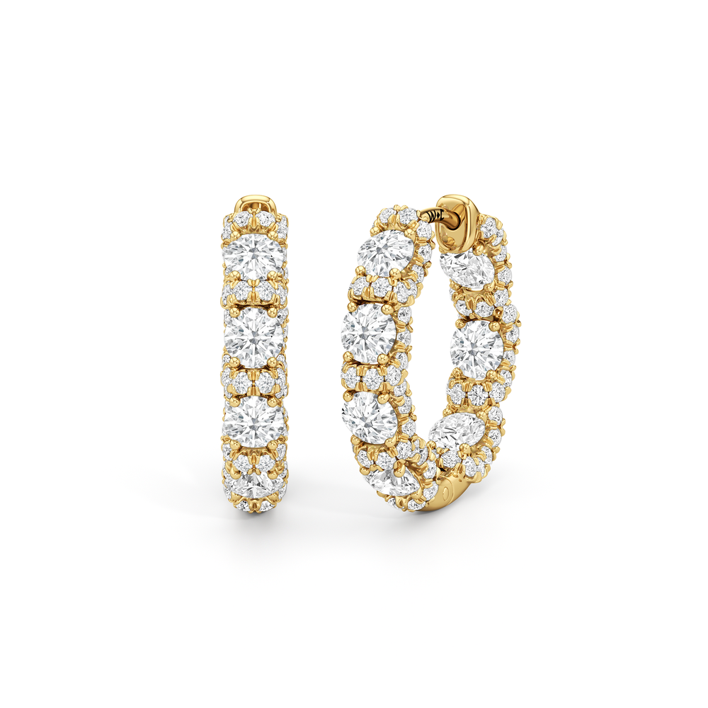 The Fulton Hoops with 18KT Yellow Gold / Lab / 2 1/10 Cut Diamond in 14KT Yellow Gold / Lab / 2 1/10 view 1
