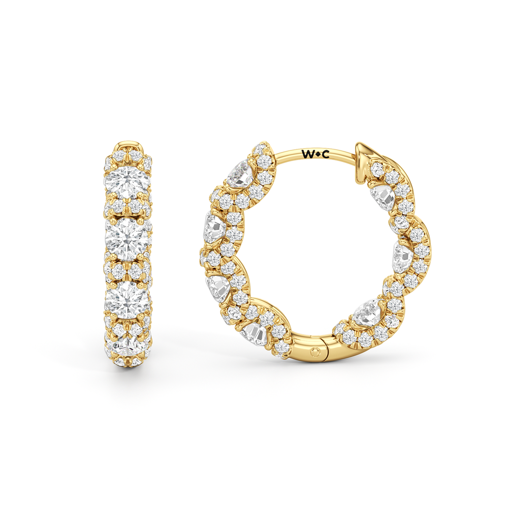 The Fulton Hoops with 18KT Yellow Gold / Lab / 2 1/10 Cut Diamond in 14KT Yellow Gold / Lab / 2 1/10 view 6
