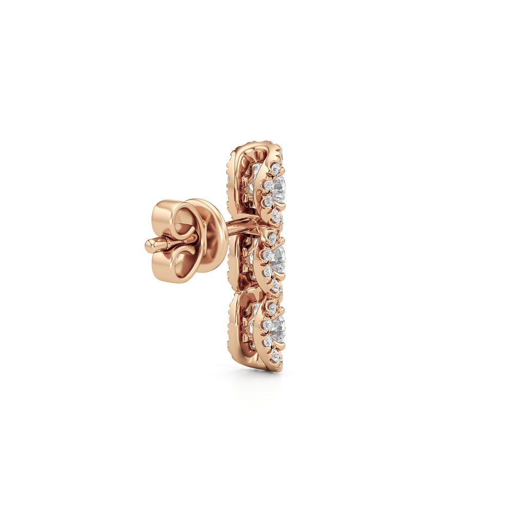 The Fulton Drop Studs with 18KT Rose Gold / Lab / 1 Cut Diamond in 14KT Rose Gold / Lab / 1 view 5
