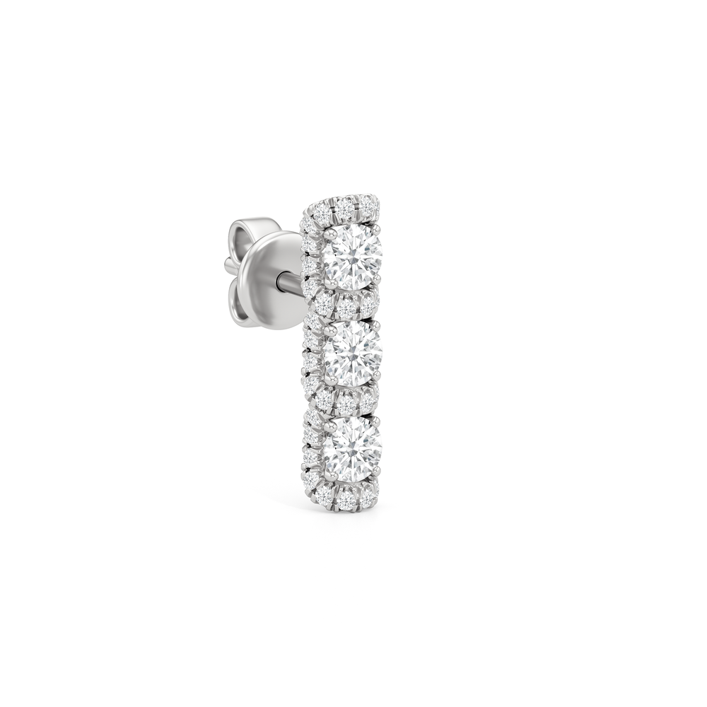 The Fulton Drop Studs with Platinum / Lab / 1 Cut Diamond in 14KT Platinum / Lab / 1 view 4

