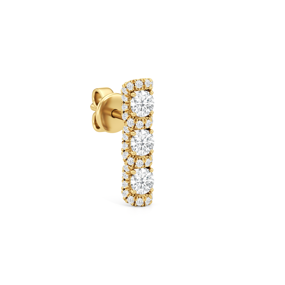 The Fulton Drop Studs with 18KT Yellow Gold / Lab / 1 Cut Diamond in 14KT Yellow Gold / Lab / 1 view 4
