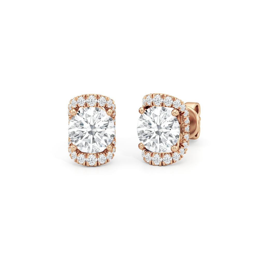 The Fulton Studs with 18KT Rose Gold / Lab / 2 1/5 Cut Diamond in 14KT Rose Gold / Lab / 2 1/5 view 1
