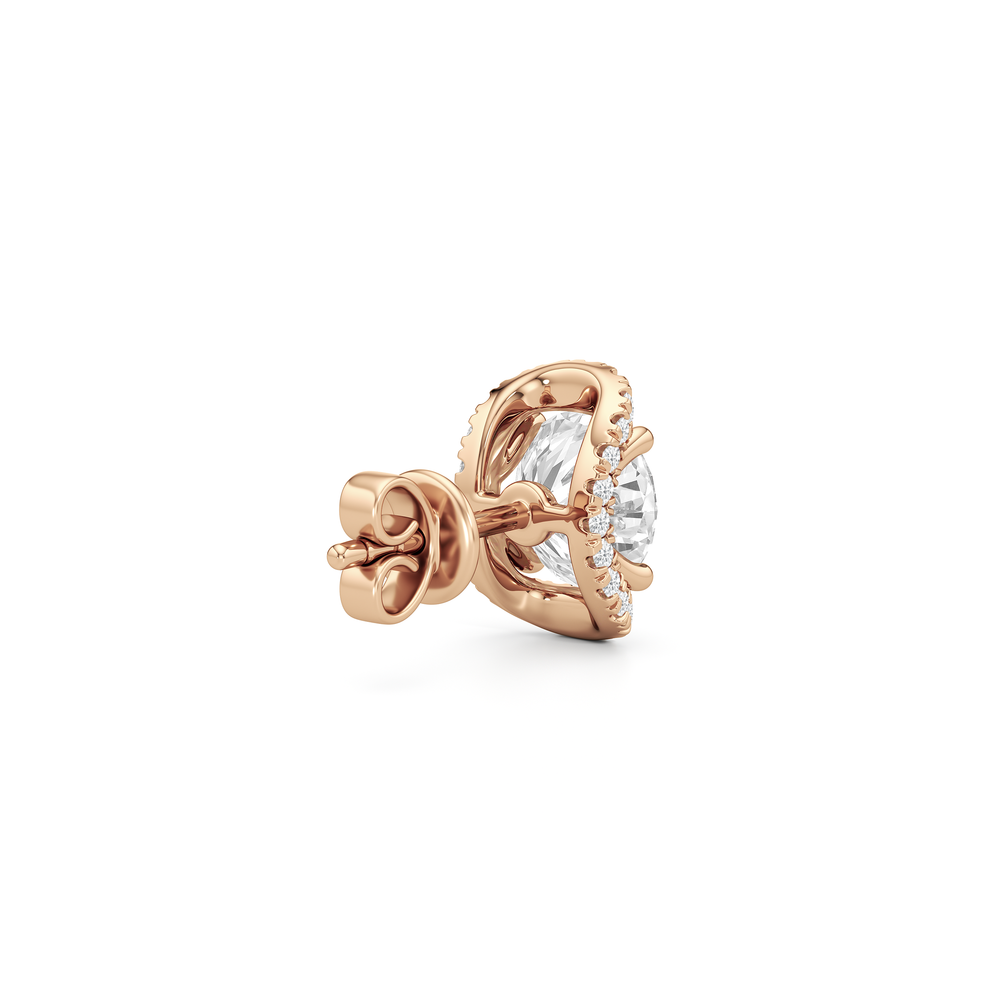 The Fulton Studs with 18KT Rose Gold / Lab / 2 1/5 Cut Diamond in 14KT Rose Gold / Lab / 2 1/5 view 5
