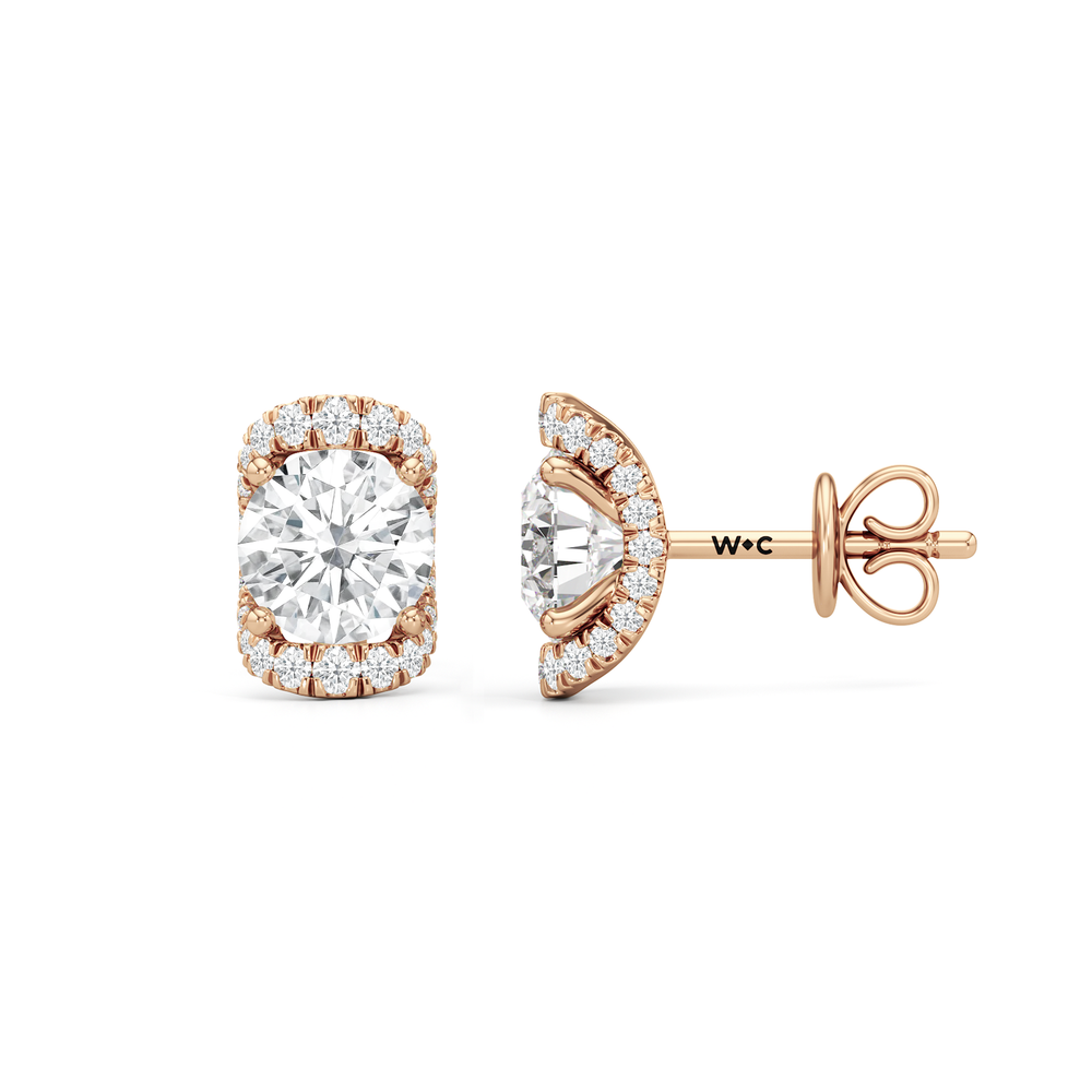 The Fulton Studs with 18KT Rose Gold / Lab / 2 1/5 Cut Diamond in 14KT Rose Gold / Lab / 2 1/5 view 6
