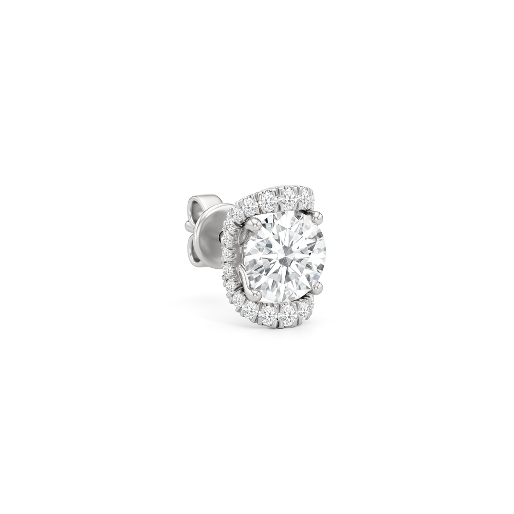 The Fulton Studs with Platinum / Lab / 2 1/5 Cut Diamond in 14KT Platinum / Lab / 2 1/5 view 4
