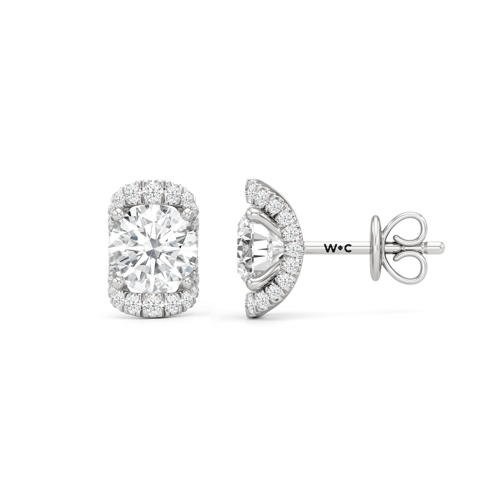 The Fulton Studs with Platinum / Lab / 2 1/5 Cut Diamond in 14KT Platinum / Lab / 2 1/5 view 6
