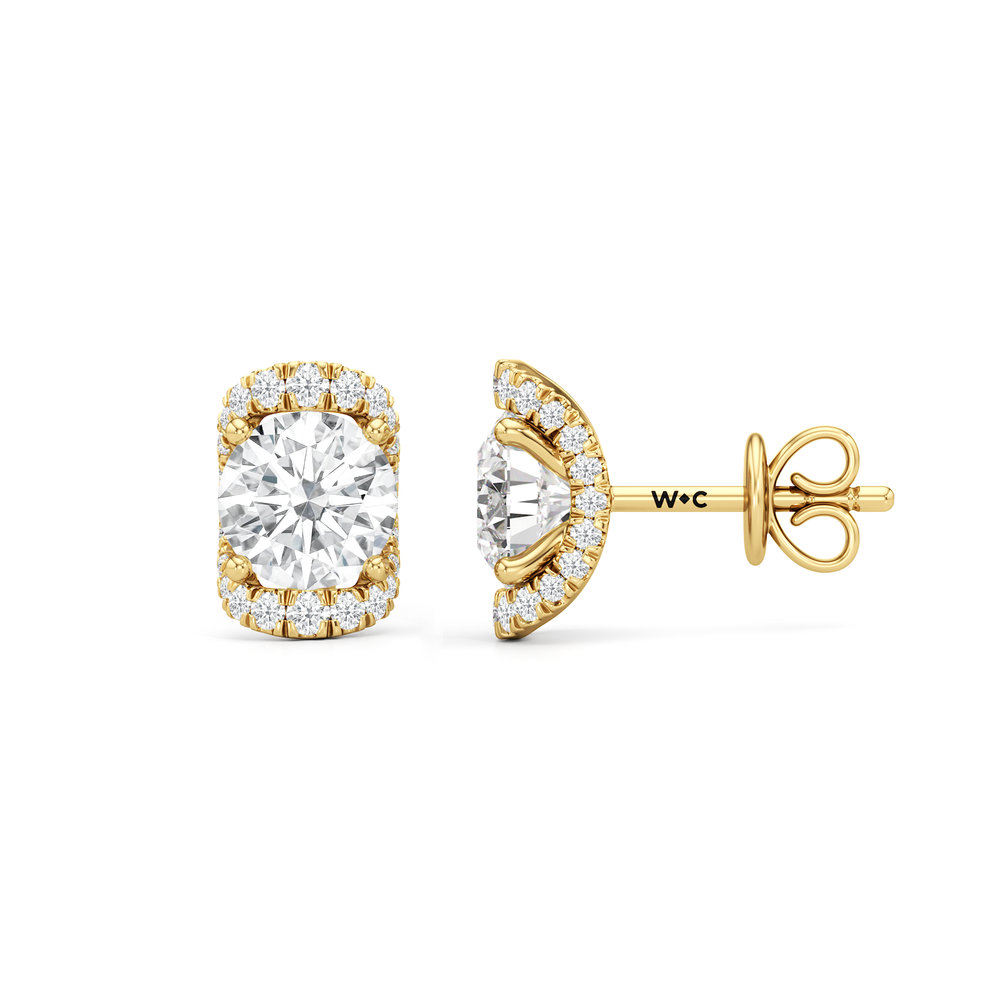 The Fulton Studs with 18KT Yellow Gold / Lab / 2 1/5 Cut Diamond in 14KT Yellow Gold / Lab / 2 1/5 view 6
