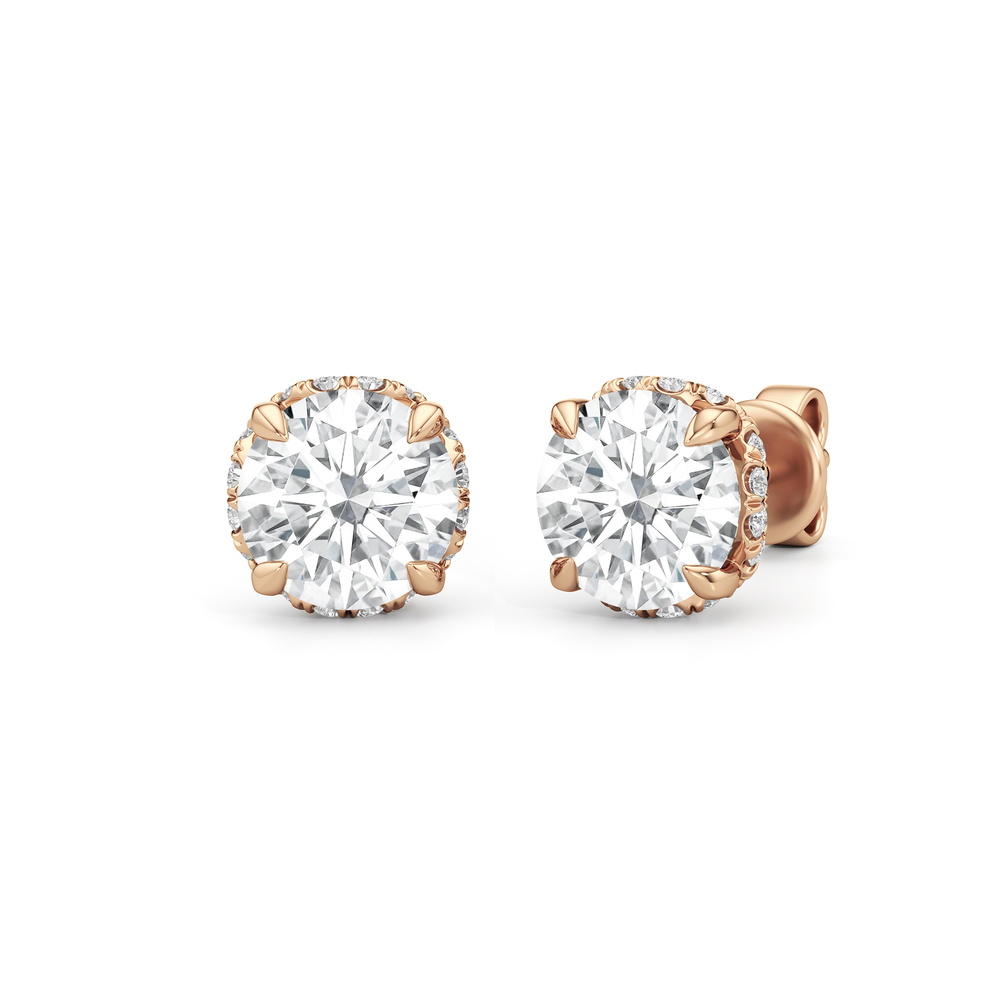 The Chrysler Studs with 18KT Rose Gold / Lab / 1 9/10 Cut Diamond in 14KT Rose Gold / Lab / 1 9/10 view 2
