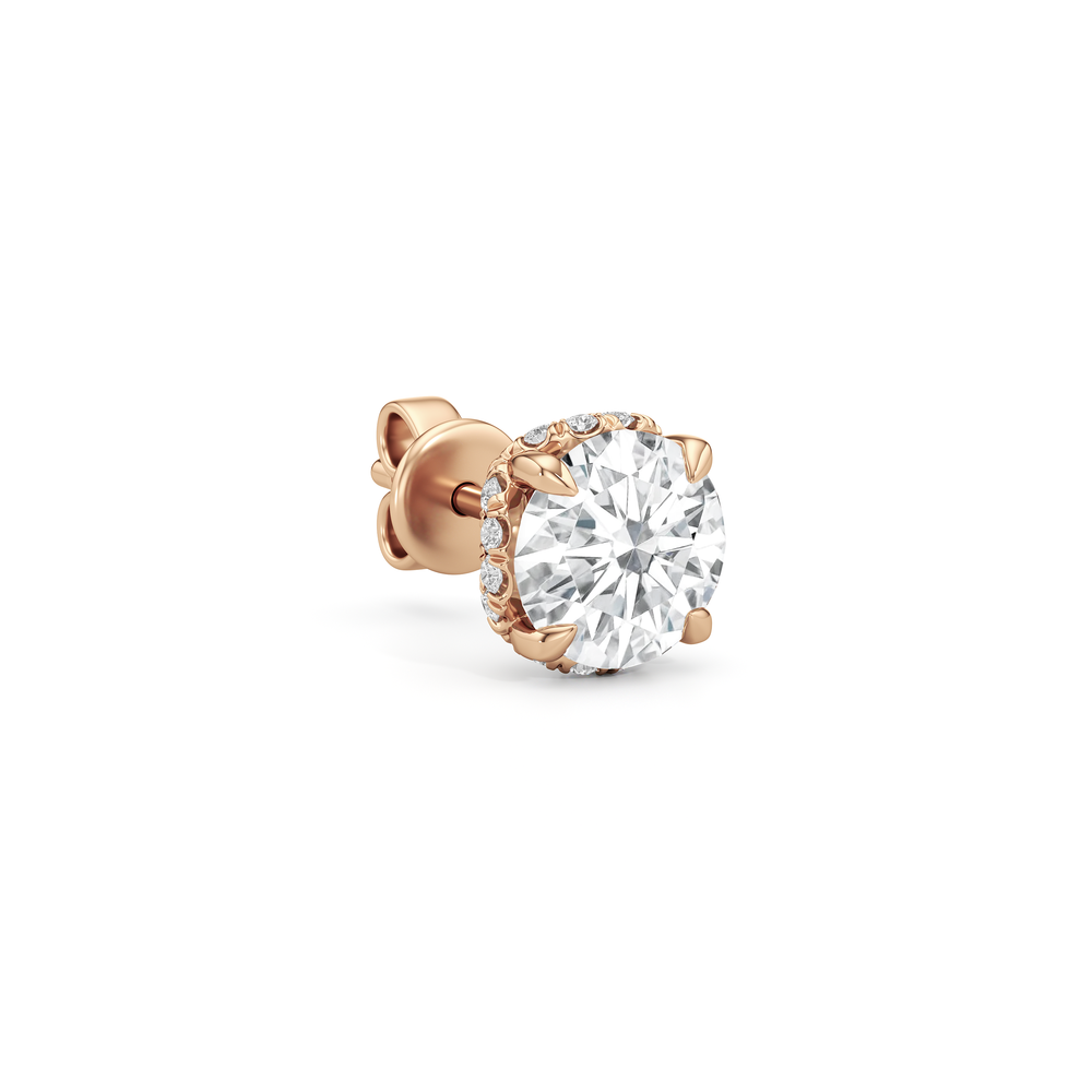 The Chrysler Studs with 18KT Rose Gold / Lab / 1 9/10 Cut Diamond in 14KT Rose Gold / Lab / 1 9/10 view 5
