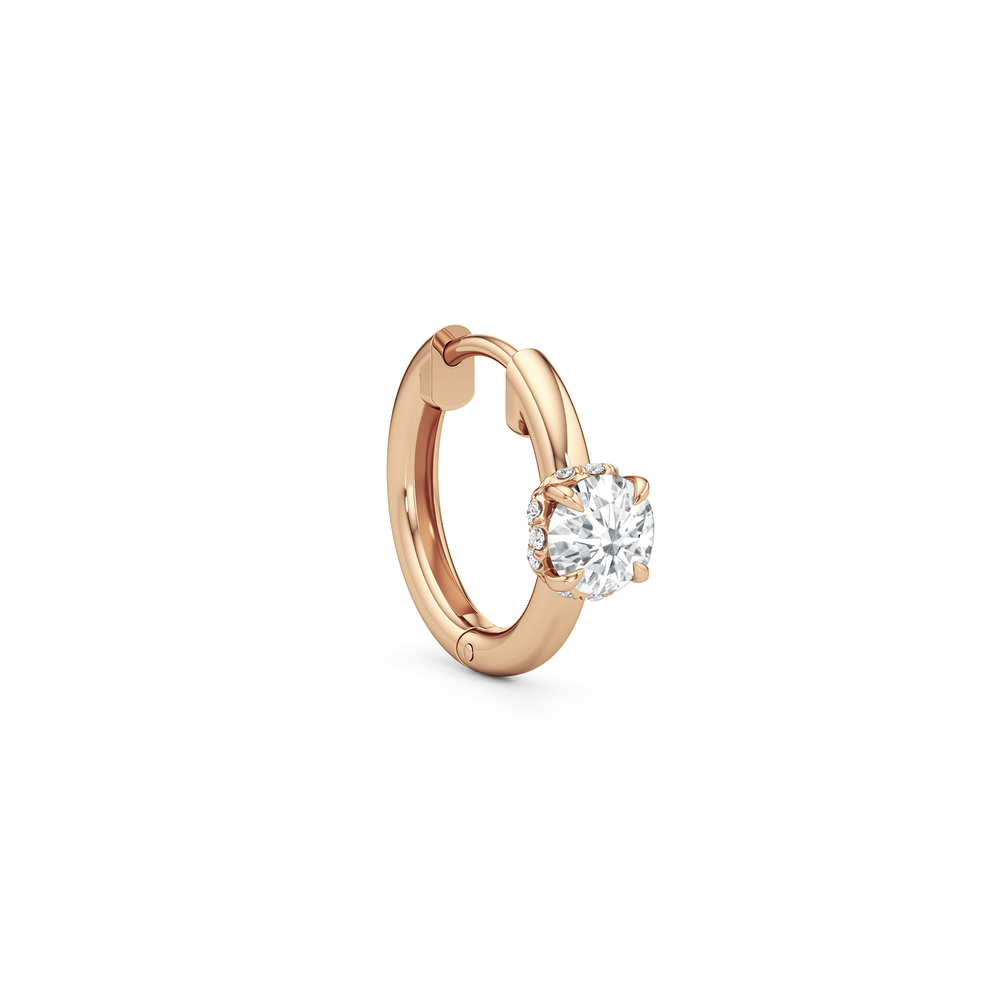 The Chrysler Huggies with 18KT Rose Gold / Lab / 1 Cut Diamond in 14KT Rose Gold / Lab / 1 view 5

