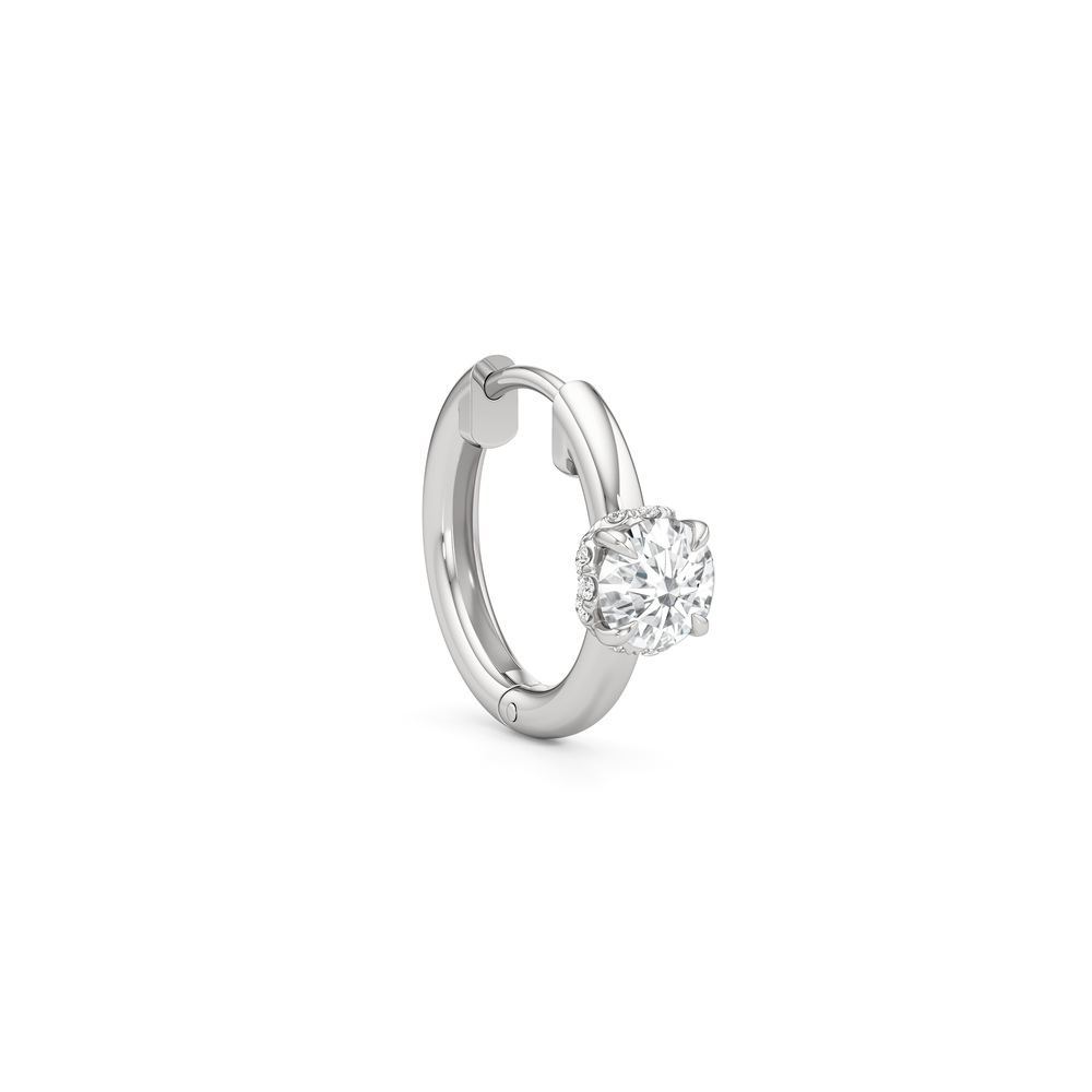 The Chrysler Huggies with 18KT White Gold / Lab / 1 Cut Diamond in 14KT White Gold / Lab / 1 view 5
