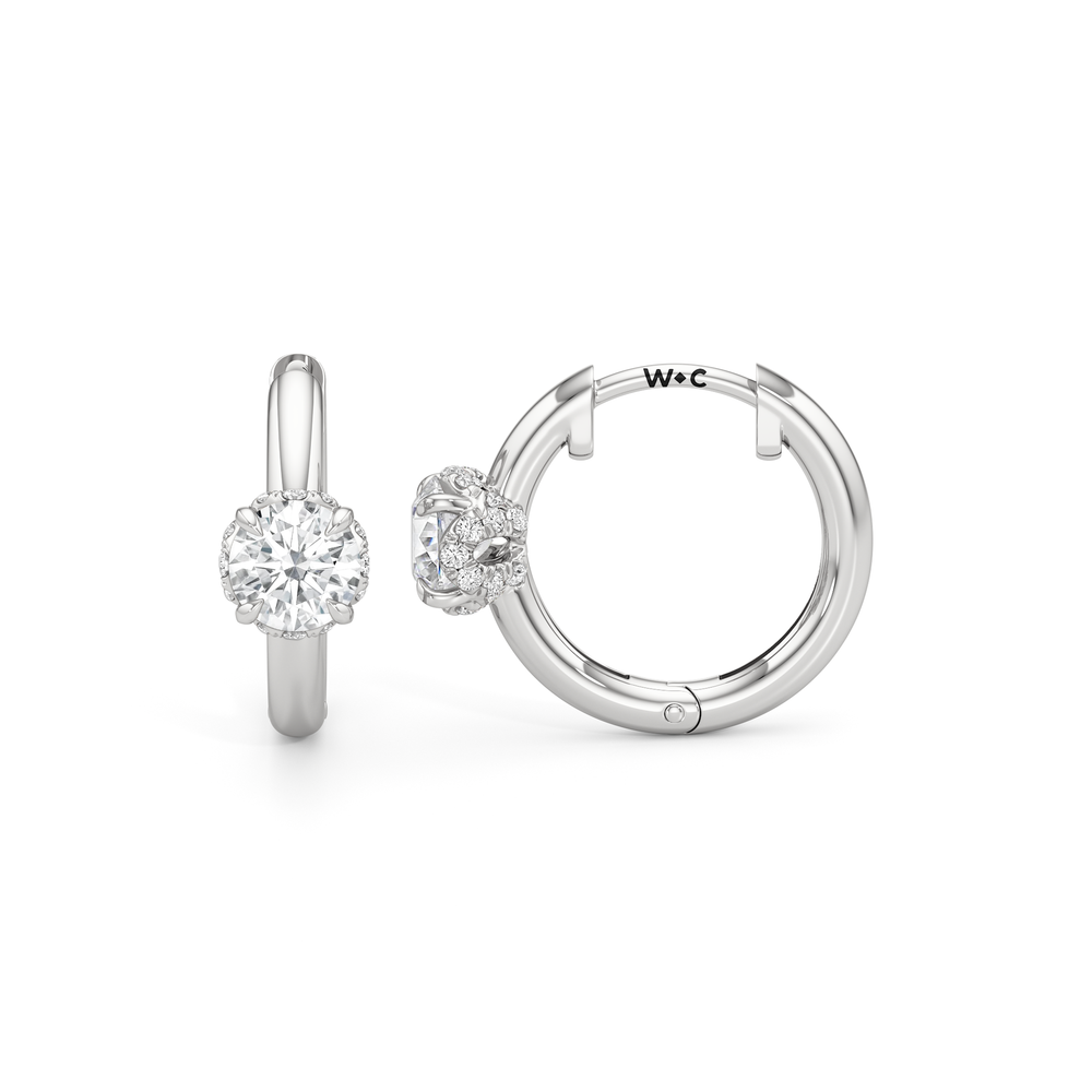 The Chrysler Huggies with 18KT White Gold / Lab / 1 Cut Diamond in 14KT White Gold / Lab / 1 view 7
