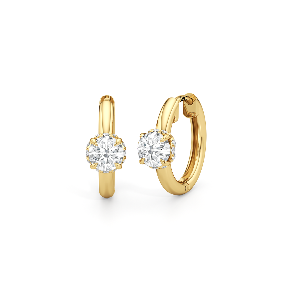 The Chrysler Huggies with 18KT Yellow Gold / Lab / 1 Cut Diamond in 14KT Yellow Gold / Lab / 1 view 2

