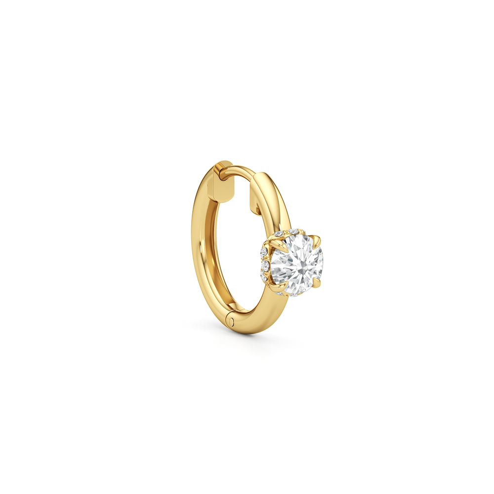 The Chrysler Huggies with 18KT Yellow Gold / Lab / 1 Cut Diamond in 14KT Yellow Gold / Lab / 1 view 5
