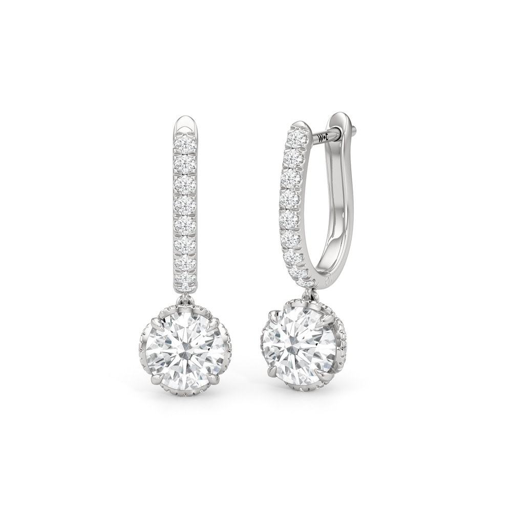 The Chrysler Leverbacks with 18KT White Gold / Lab / 2 3/8 Cut Diamond in 14KT White Gold / Lab / 2 3/8 view 2
