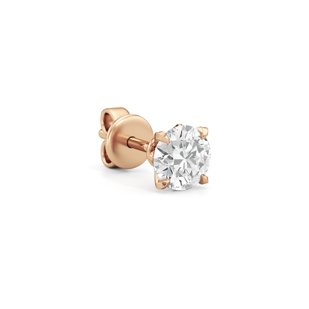 The W Studs with 18KT Rose Gold / Lab / 2 Cut Diamond in 14KT Rose Gold / Lab / 2 view 5
