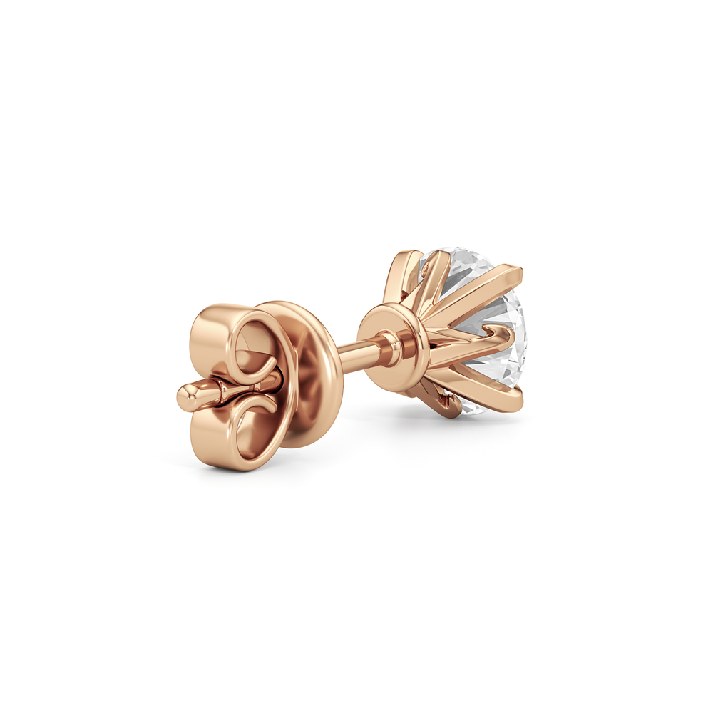 The W Studs with 18KT Rose Gold / Lab / 2 Cut Diamond in 14KT Rose Gold / Lab / 2 view 6
