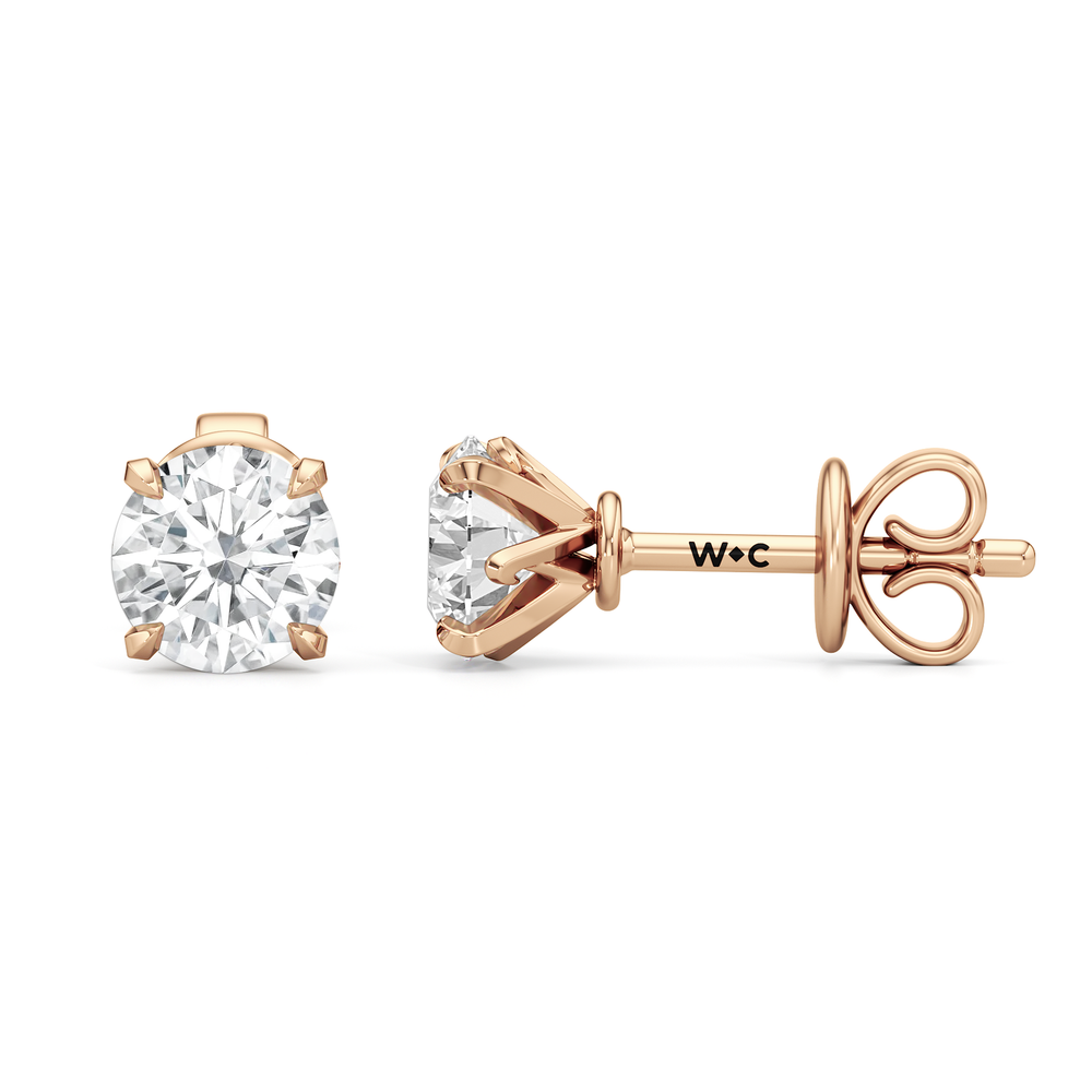 The W Studs with 18KT Rose Gold / Lab / 2 Cut Diamond in 14KT Rose Gold / Lab / 2 view 4
