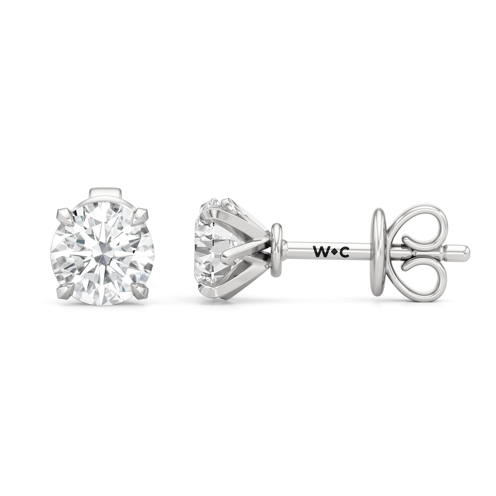 The W Studs with 18KT White Gold / Lab / 2 Cut Diamond in 14KT White Gold / Lab / 2 view 4
