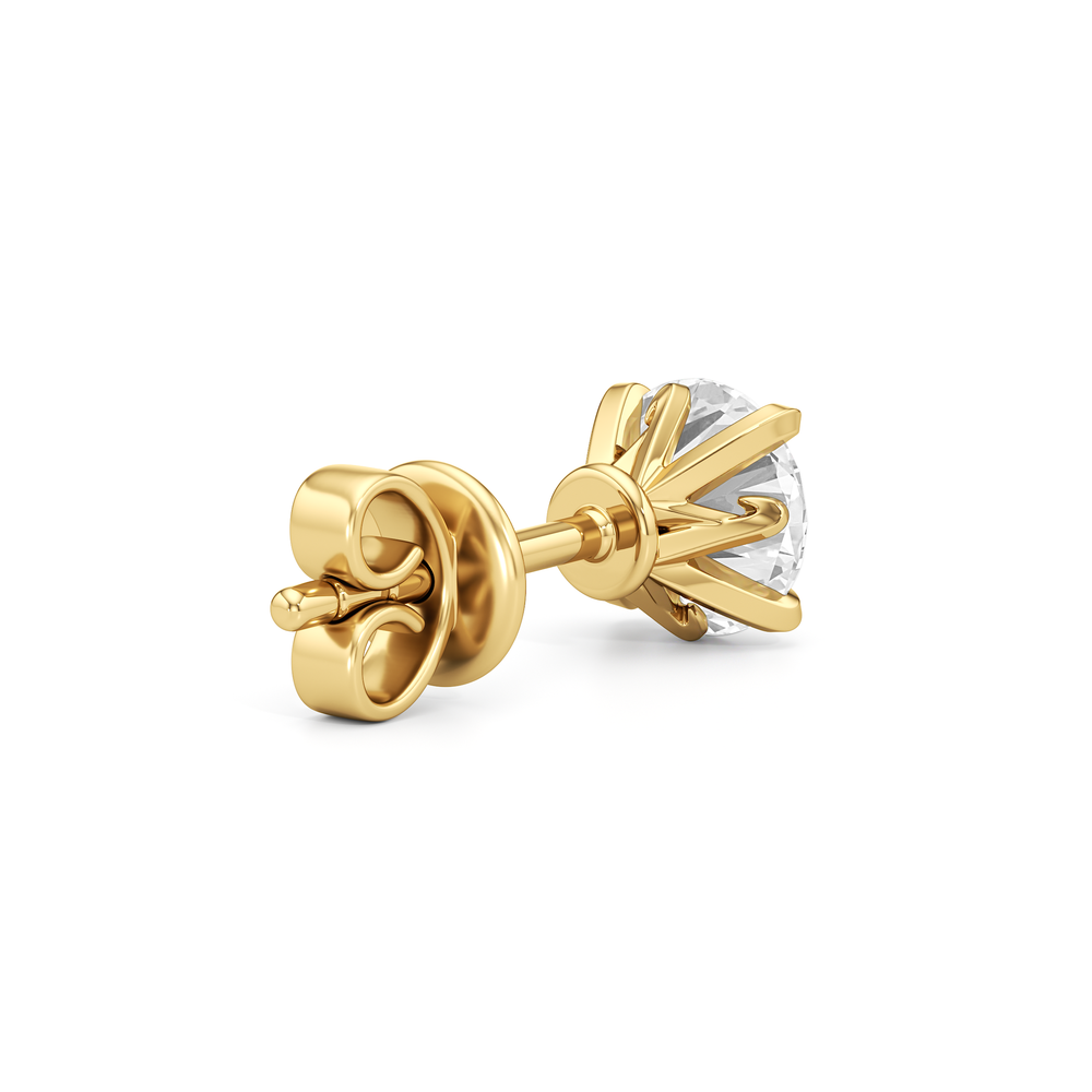 The W Studs with 18KT Yellow Gold / Lab / 2 Cut Diamond in 14KT Yellow Gold / Lab / 2 view 6
