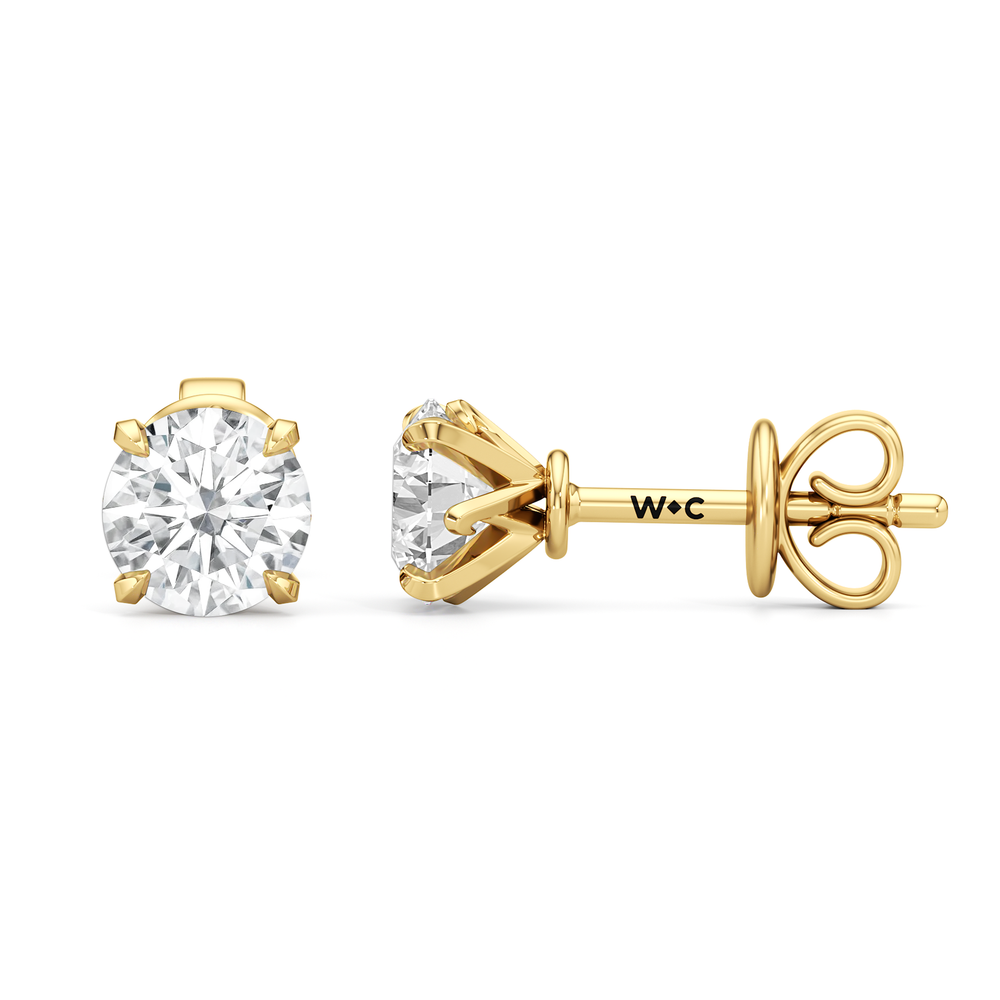 The W Studs with 18KT Yellow Gold / Lab / 2 Cut Diamond in 14KT Yellow Gold / Lab / 2 view 4
