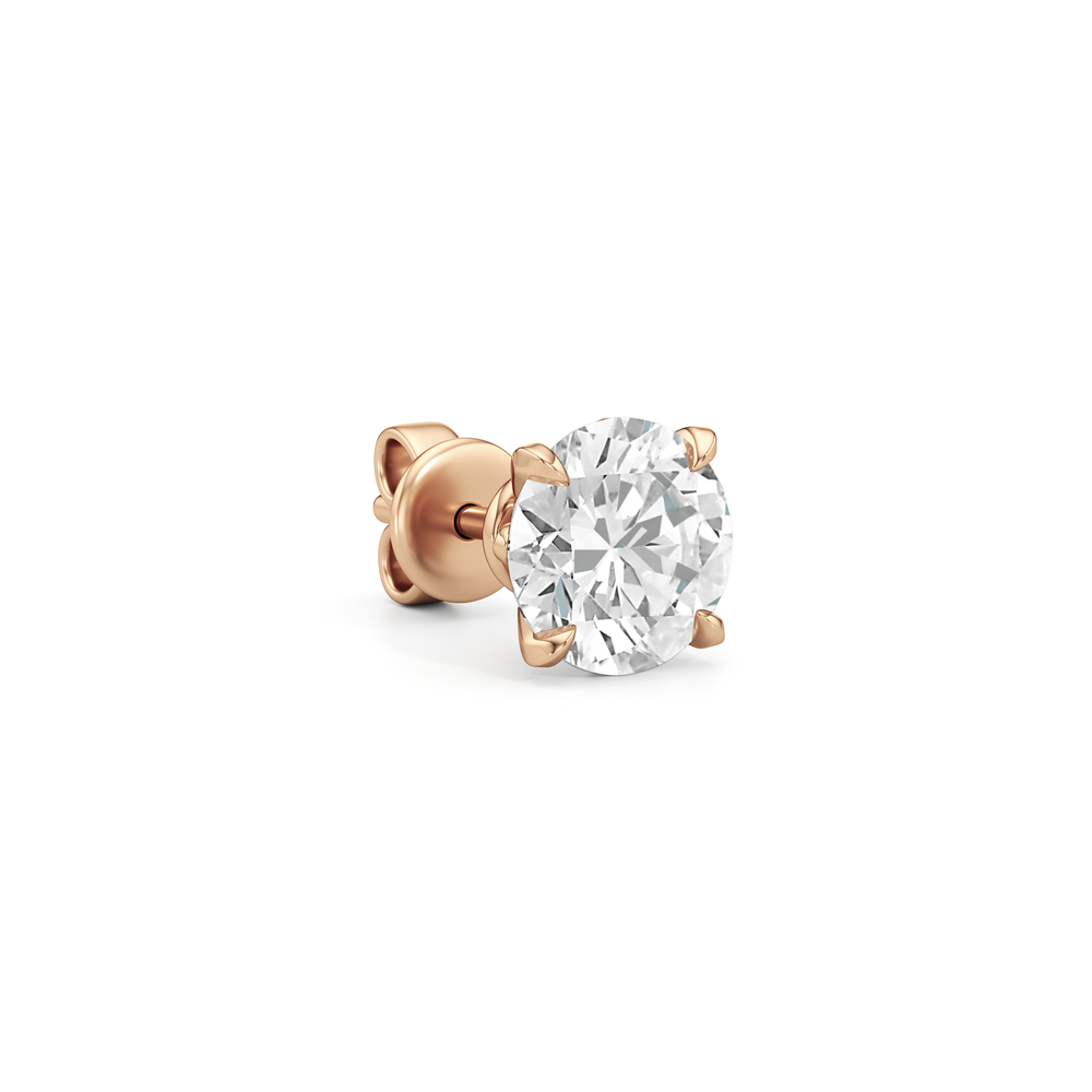 The W Studs with 18KT Rose Gold / Lab / 3 Cut Diamond in 14KT Rose Gold / Lab / 3 view 5
