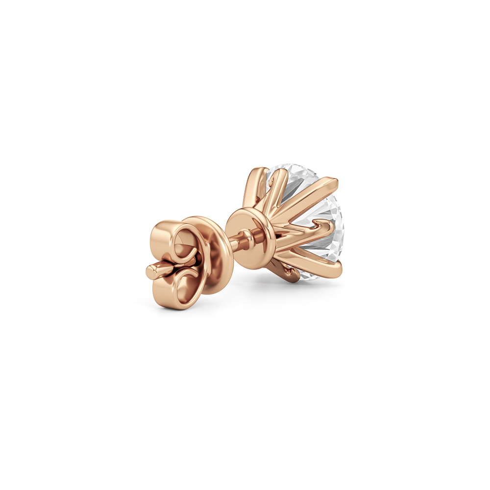 The W Studs with 18KT Rose Gold / Lab / 3 Cut Diamond in 14KT Rose Gold / Lab / 3 view 6
