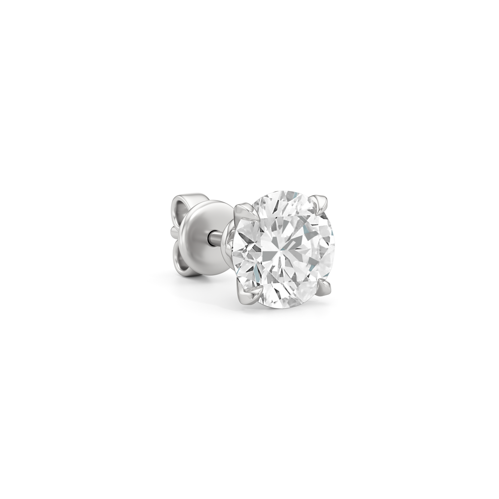 The W Studs with 18KT White Gold / Lab / 3 Cut Diamond in 14KT White Gold / Lab / 3 view 5
