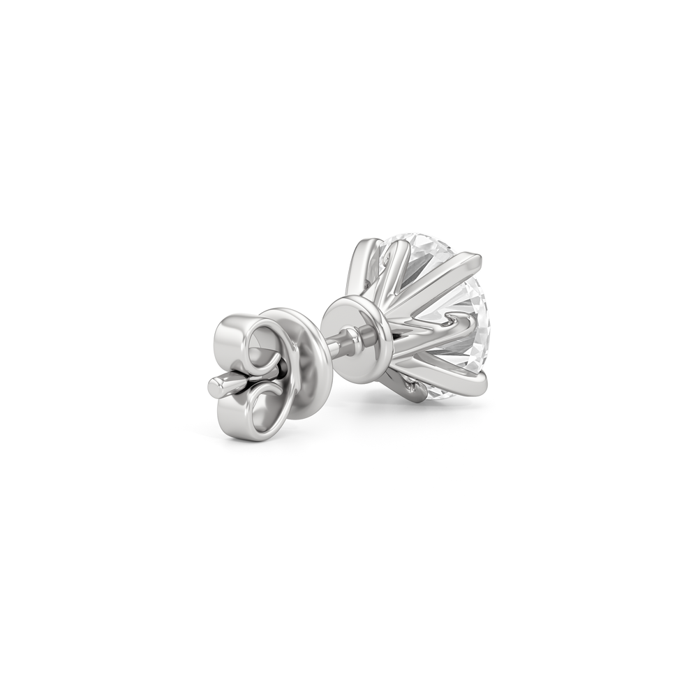The W Studs with 18KT White Gold / Lab / 3 Cut Diamond in 14KT White Gold / Lab / 3 view 6
