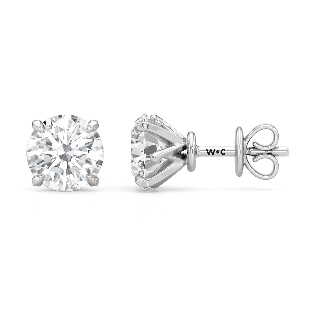 The W Studs with 18KT White Gold / Lab / 3 Cut Diamond in 14KT White Gold / Lab / 3 view 4
