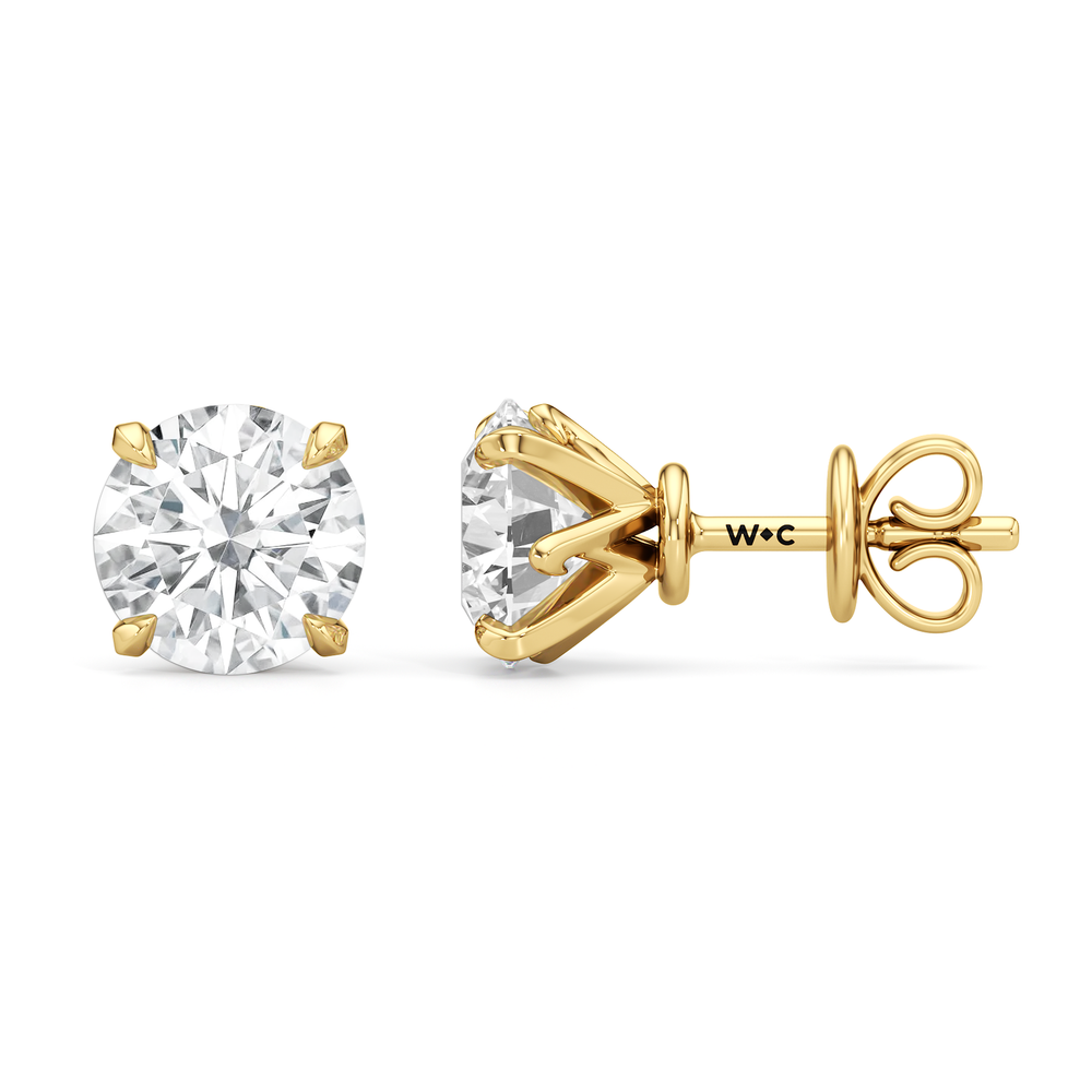 The W Studs with 18KT Yellow Gold / Lab / 3 Cut Diamond in 14KT Yellow Gold / Lab / 3 view 4
