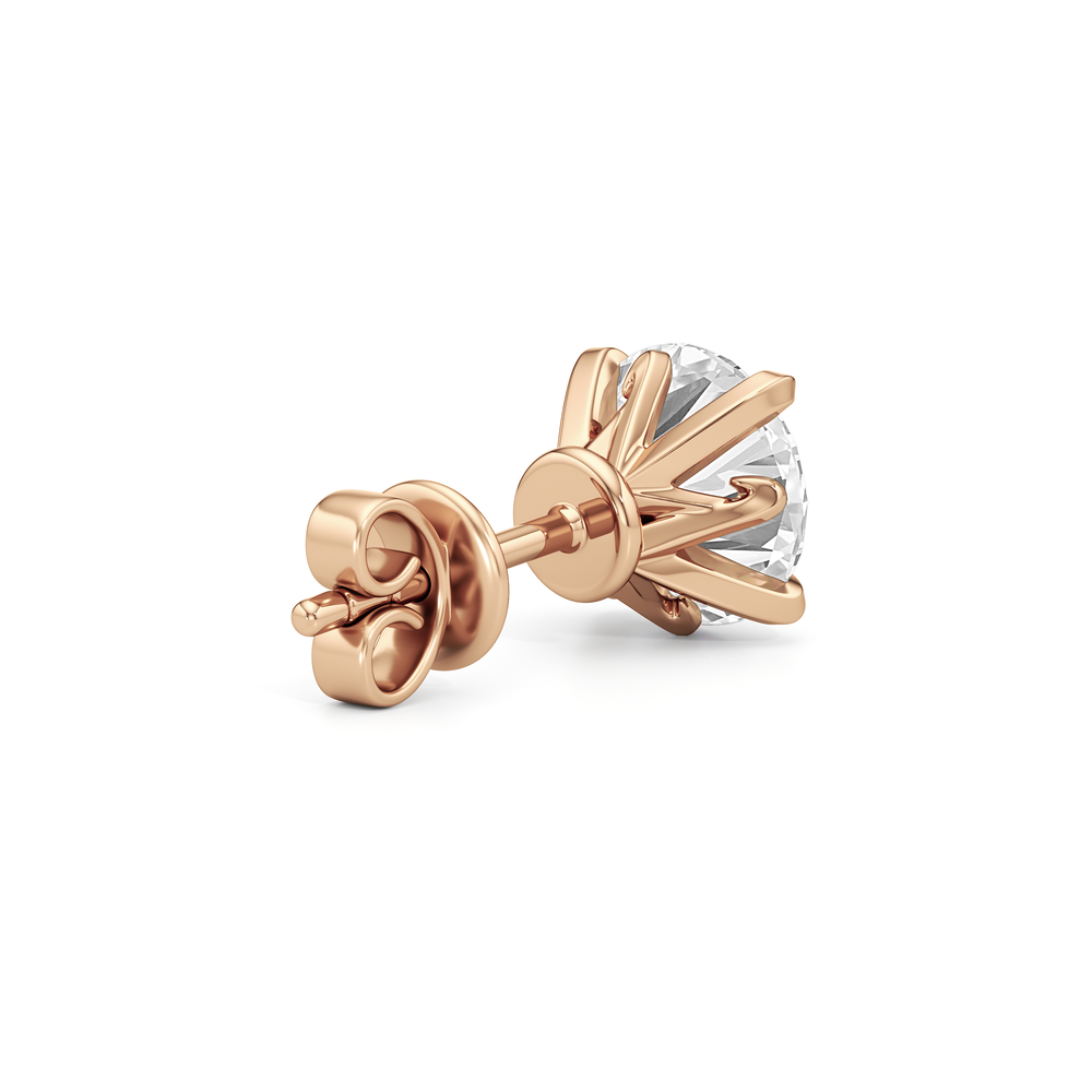 The W Studs with 18KT Rose Gold / Lab / 4 Cut Diamond in 14KT Rose Gold / Lab / 4 view 6
