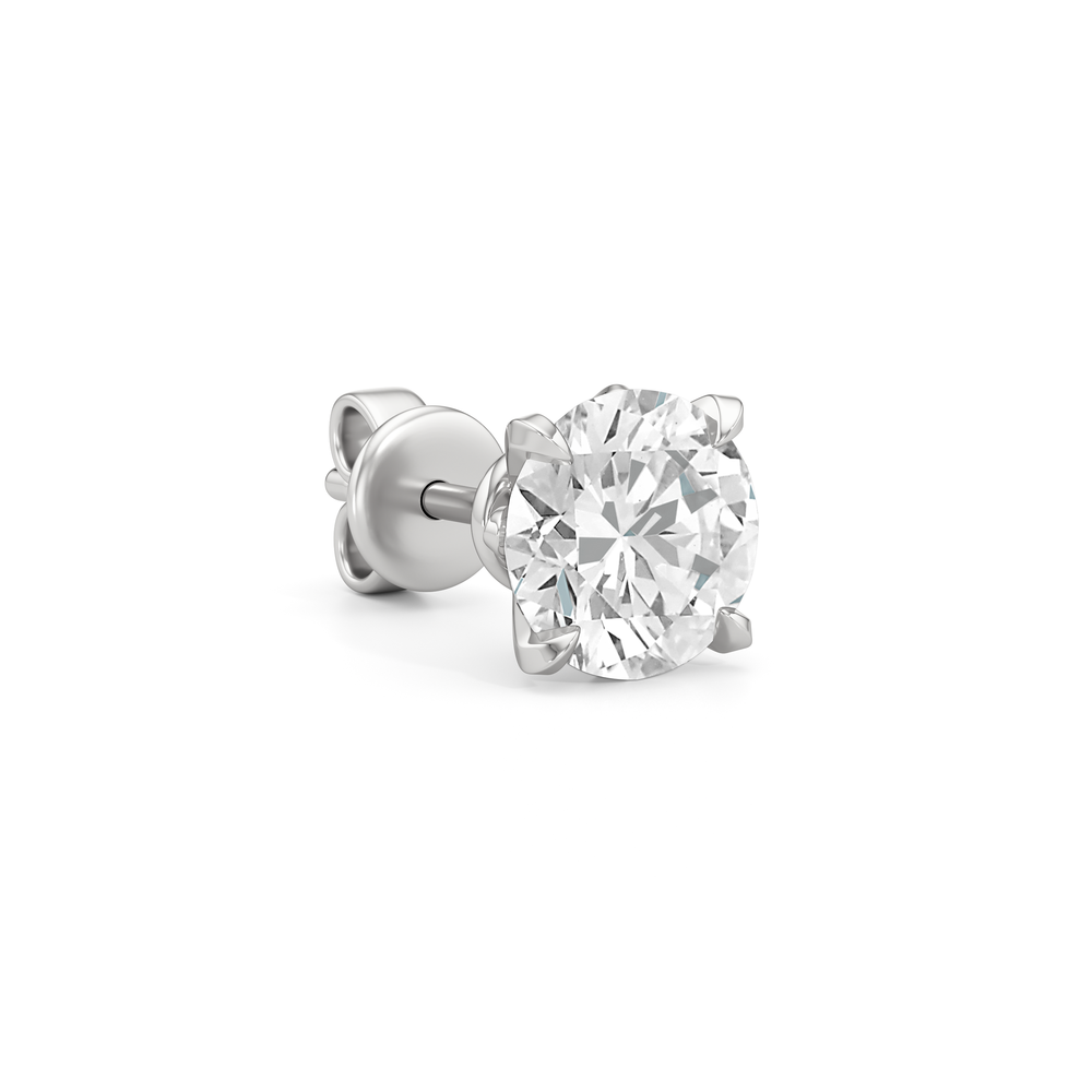The W Studs with 18KT White Gold / Lab / 4 Cut Diamond in 14KT White Gold / Lab / 4 view 5
