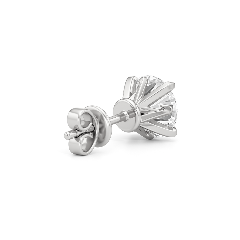 The W Studs with 18KT White Gold / Lab / 4 Cut Diamond in 14KT White Gold / Lab / 4 view 6
