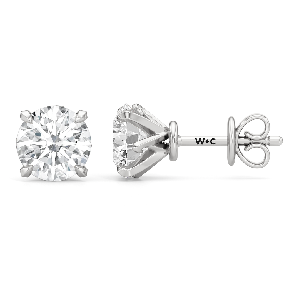 The W Studs with 18KT White Gold / Lab / 4 Cut Diamond in 14KT White Gold / Lab / 4 view 4

